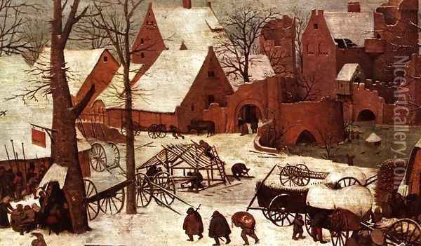 The Numbering at Bethlehem (detail) 1566 5 Oil Painting - Jan The Elder Brueghel