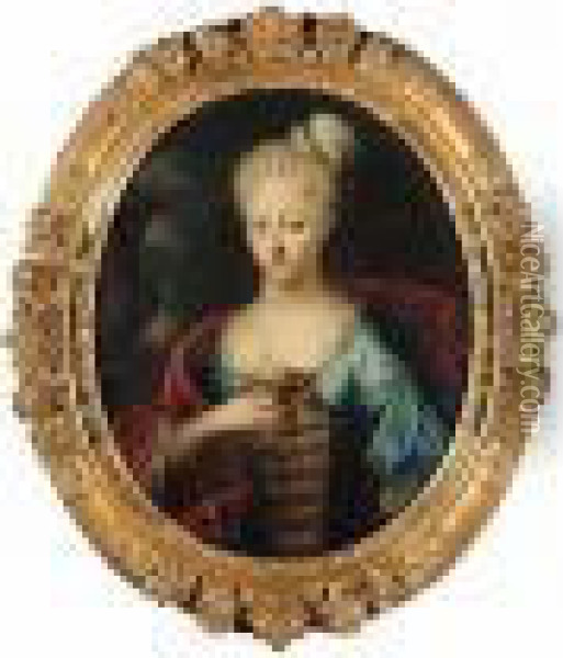 Portrait Of A Lady, Half-length, Depicted As Flora Oil Painting - Antoine Pesne