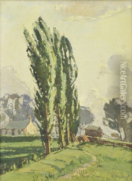 The Poplars Oil Painting - Robert Waden