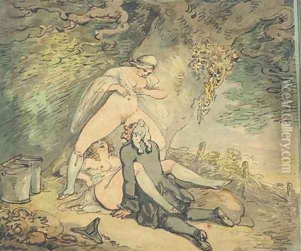 The Parson and the milkmaids Oil Painting - Thomas Rowlandson