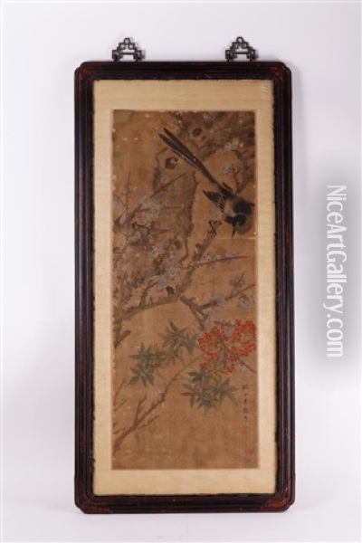 17th C. Ink & Color Painting On Silk Oil Painting -  Huang Shen