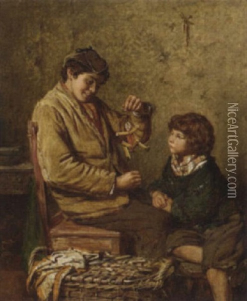 The Young Puppet Maker Oil Painting - Edwin Thomas Roberts