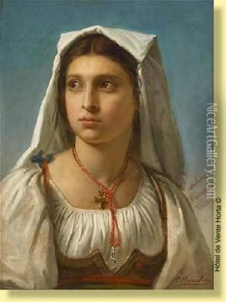Jeune Romaine En 1860 Oil Painting - Polydore Beaufaux