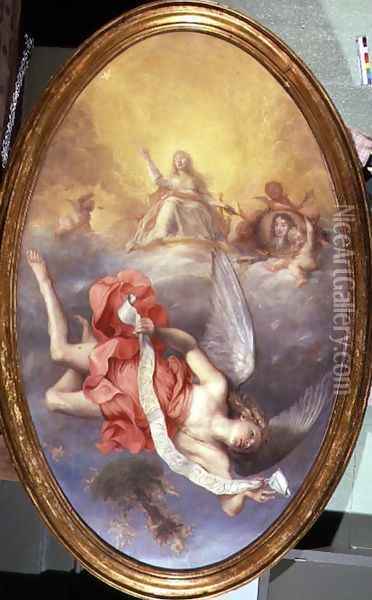 Astraea returns to Earth, panel from the Whitehall Ceiling, c.1660 Oil Painting - John Michael Wright