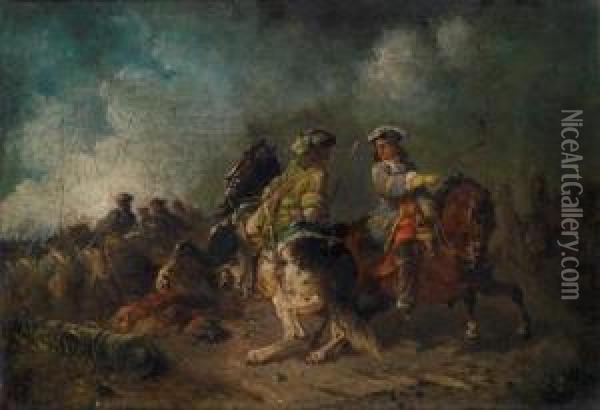 Militarische Szene Aus Der Zeit Des Spanischenerbfolgekrieges Oil Painting - Eugen Adam