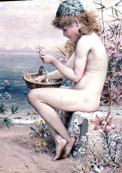 Girl with a Basket of Coral Oil Painting - William Stephen Coleman