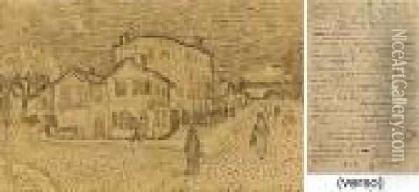 La Maison De Vincent A Arles 
(recto); An Autograph Letter From Vincent To His Brother Theo (verso) Oil Painting - Vincent Van Gogh