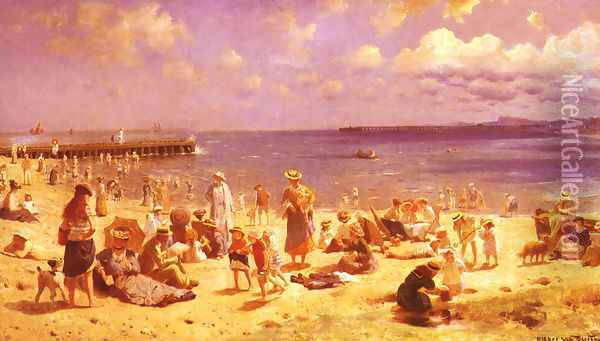 Scene De Plage (Scene at the Seaside) Oil Painting - Horace van Truith