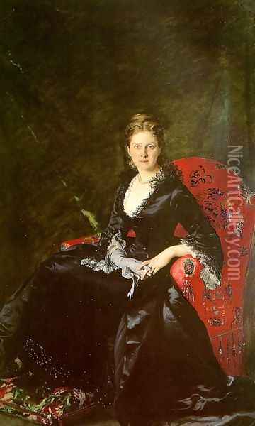Portrait of Mme Nadezhda Polovtsova, 1876 Oil Painting - Carolus (Charles Auguste Emile) Duran