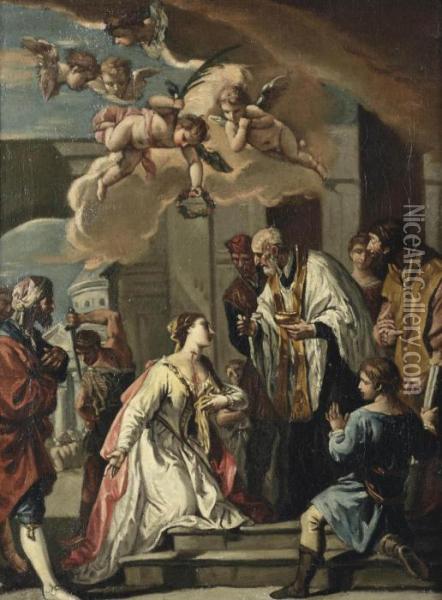 The Communion And Martyrdom Of Saint Lucia Oil Painting - Sebastiano Ricci