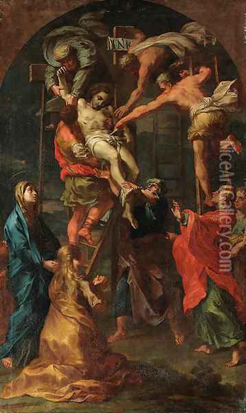 The Descent from the Cross Oil Painting - Perugian School