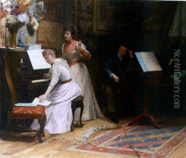 La Lecon De Musique Oil Painting - Emile-Eugene Fauconnier