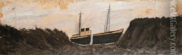 Steamer In Rough Sea Oil Painting - Alfred Wallis