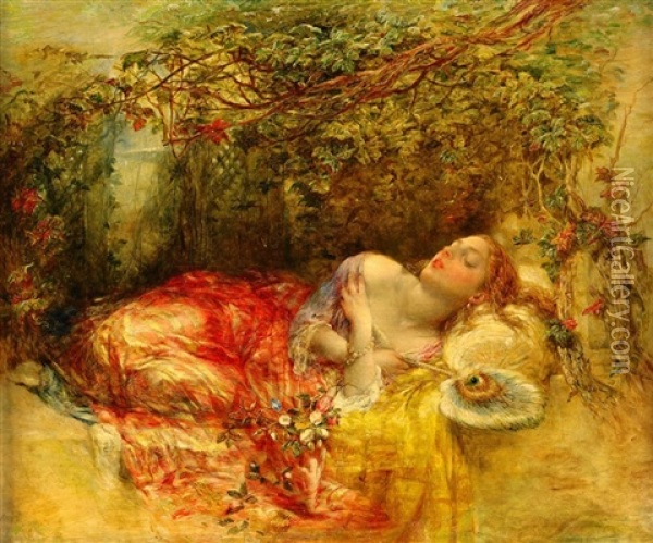 Ophelia Vid Lovhuset Oil Painting - Dante Gabriel Rossetti