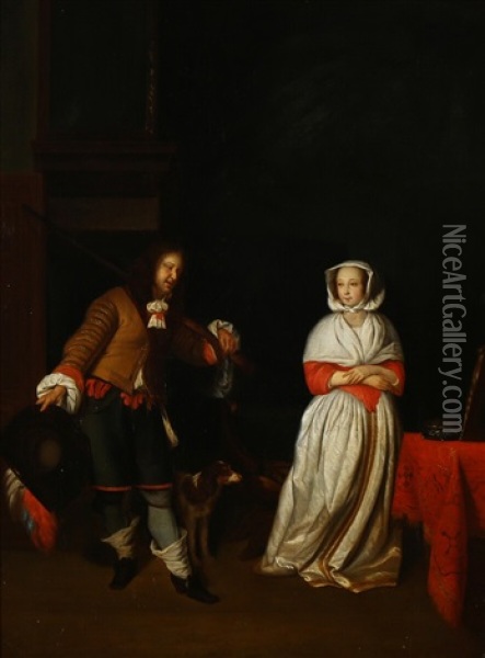 A Lady And A Gentleman Oil Painting - Gabriel Metsu