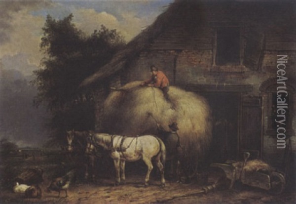 Loading The Hay-wagon Oil Painting - Jan Van Ravenswaay