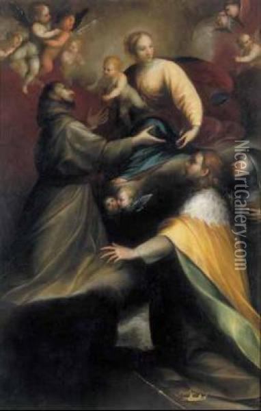 Madonna Con Il Bambino, Angeli E Santi Oil Painting - Giovanni Andrea Donducci (see MASTELLETTA)