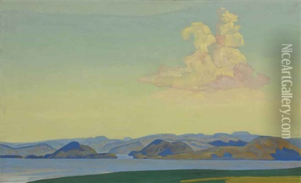 The Knight Of The Morning From The Equus Aeternus Series Oil Painting - Nikolai Konstantinovich Roerich