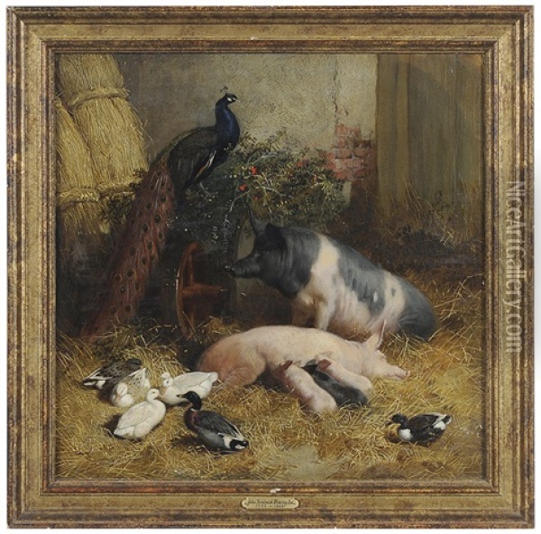 Pigs Oil Painting - John Frederick Herring the Elder