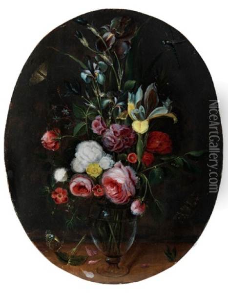 Ovales Blumenstillleben Oil Painting - Alexander Adriaenssen the Elder