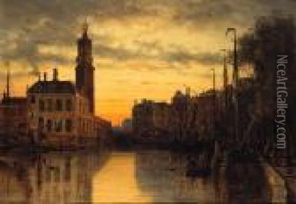 The Munt Tower And Singerl Canal Oil Painting - Charles Euphrasie Kuwasseg