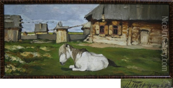 Horse Oil Painting - Leonard (Leonid) Viktorovich Turzhansky