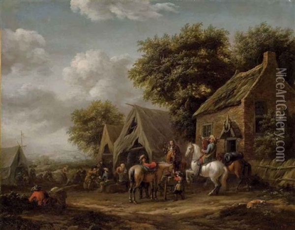 Halte De Cavaliers Oil Painting - Barend Gael