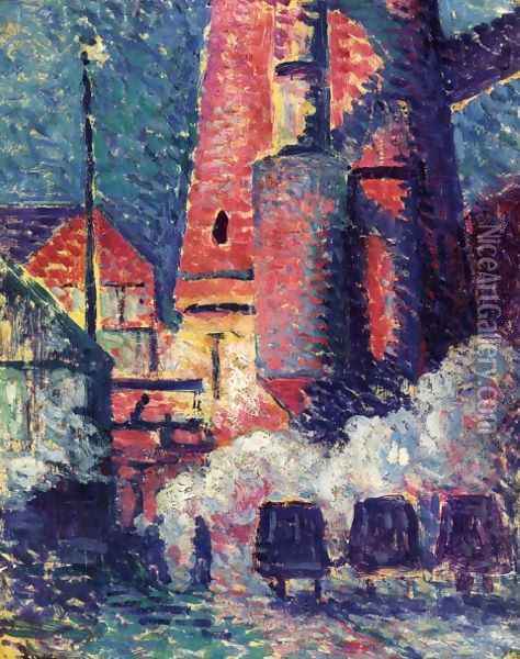 Tall Furnaces Oil Painting - Maximilien Luce