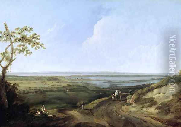 View of Portsmouth from Portsdown Hill Oil Painting - Thomas Jones