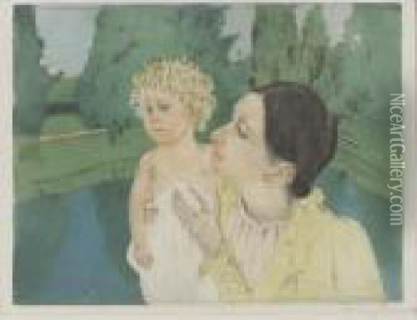 By The Pond (b. 161; M./s. 21) Oil Painting - Mary Cassatt