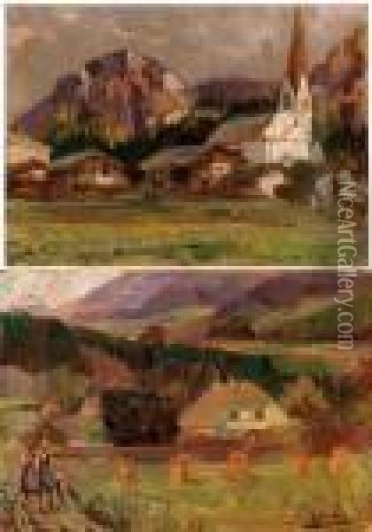 Coppia Di Vedute Di Montagne Oil Painting - Alessandro Milesi