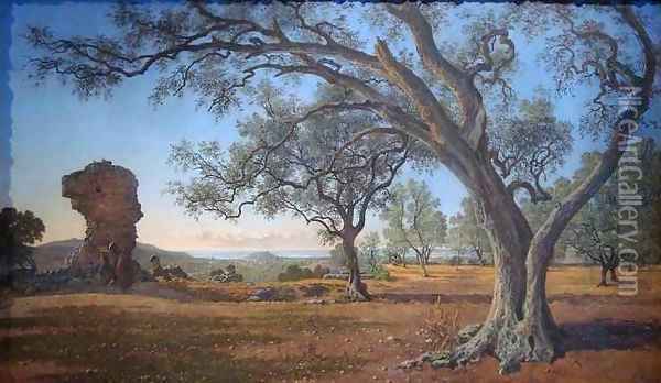 Grove of Olive Trees in Cimiez Oil Painting - Francois Bensa