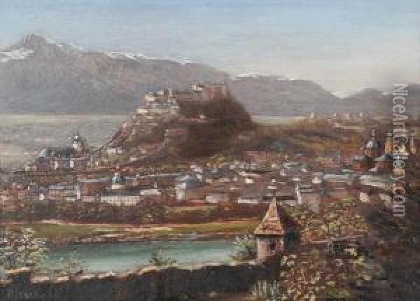 View Of Salzburg Oil Painting - Hubert Sattler