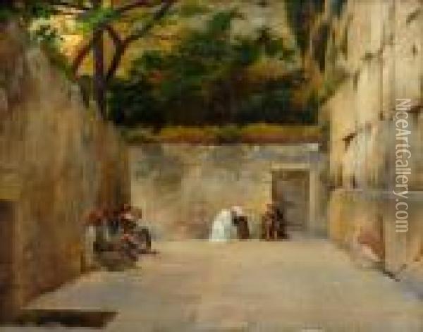 The Wailing Wall, Jerusalem Oil Painting - Theodore Jacques Ralli
