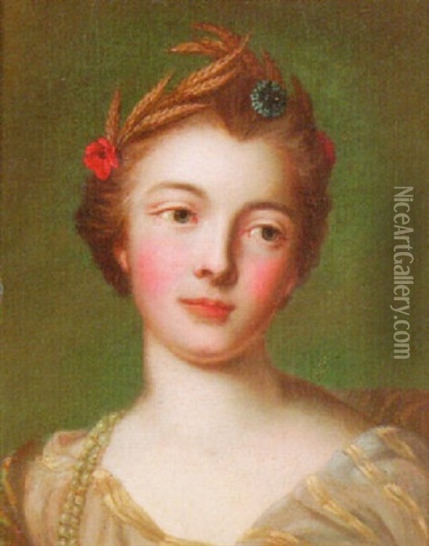 Portrait Of A Young Lady (la Duchesse D'estissac?) Oil Painting - Jean Marc Nattier