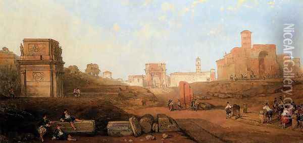 The Approach To The Forum Oil Painting - David Roberts