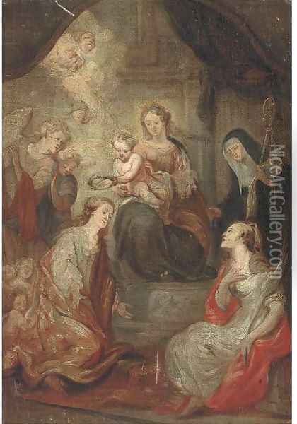 The Madonna and Child with Saints Oil Painting - Sir Peter Paul Rubens
