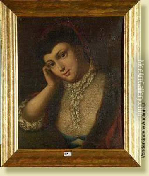 Portrait De Jeune Fille Oil Painting - Pietro Antonio Rotari