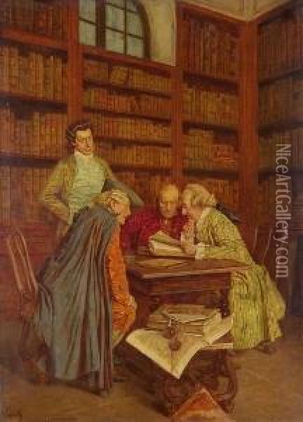 In Der Bibliothek Oil Painting - Wilhelm Lowith