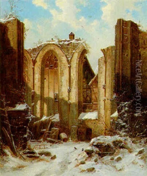 Die Klosterruinen In Meissen Oil Painting - Julius Karl von Leypold