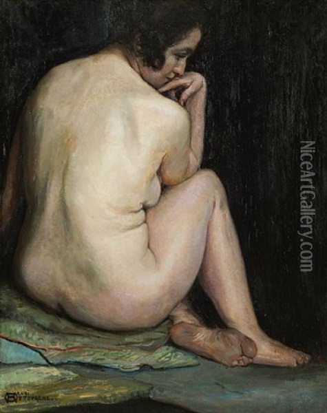 Seated Nude Oil Painting - Henri Ottevaere