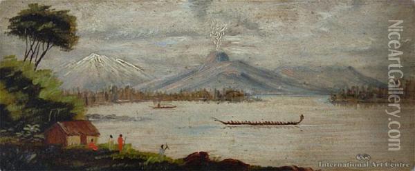 Lake Taupo Oil Painting - John Philamon Backhouse