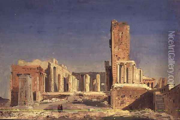 The Acropolis, 1843 Oil Painting - Ippolito Caffi
