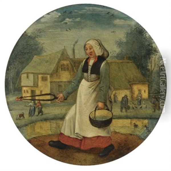 Proverb: To Carry Fire In One Hand And Water In The Other Oil Painting - Pieter Brueghel the Younger