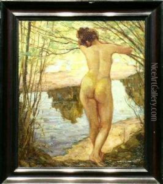 Bather By A Stream Oil Painting - Karl Walter