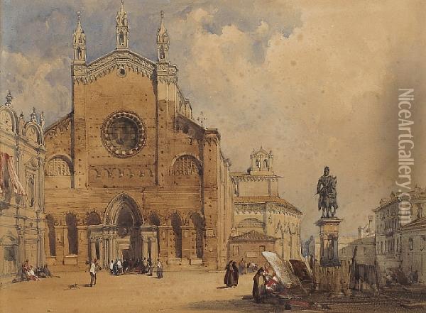 A View Of The Campo Santi Giovanni E Paolo, Venice Oil Painting - William Callow