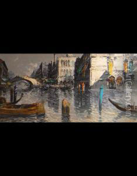 Canal Grande A Venezia Oil Painting - Luigi Moretti