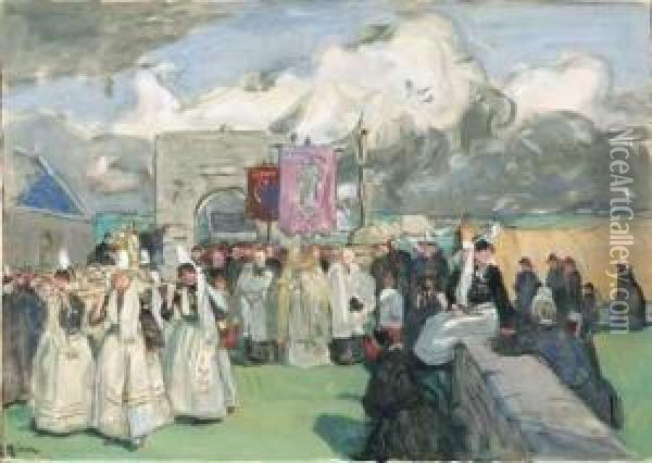 Procession Au Pays Bigouden Oil Painting - Lucien Simon