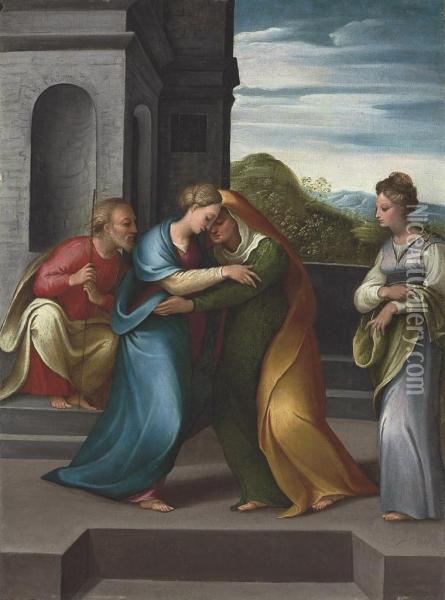 The Visitation Oil Painting - Girolamo Marchesi da Cotignola