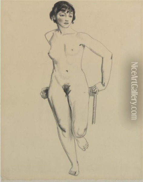 Standing Nude Oil Painting - George Wesley Bellows